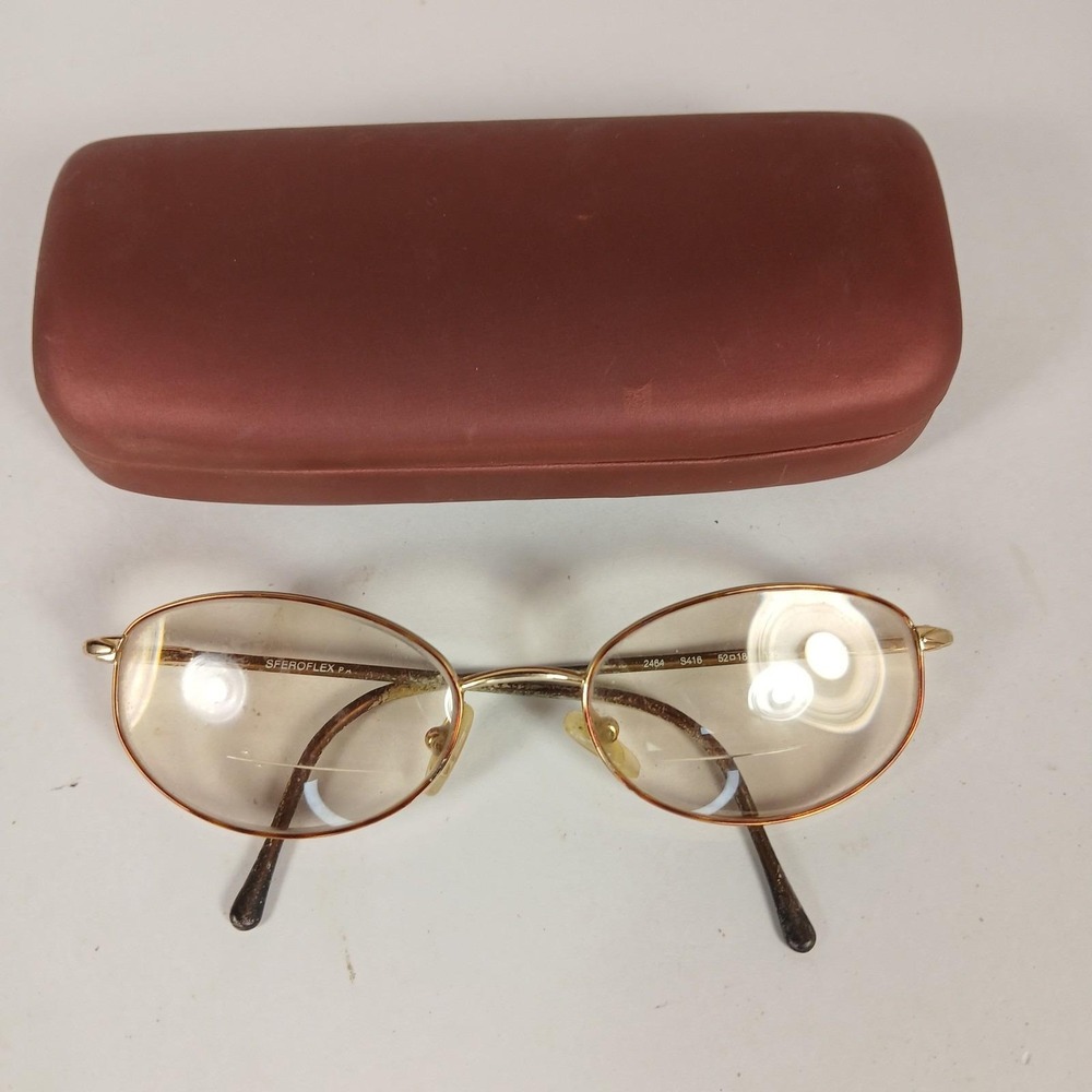 Sferoflex 2464 S416 Gold Tortoise Round Eyeglasses Frames Italy 52-18-135 Womens